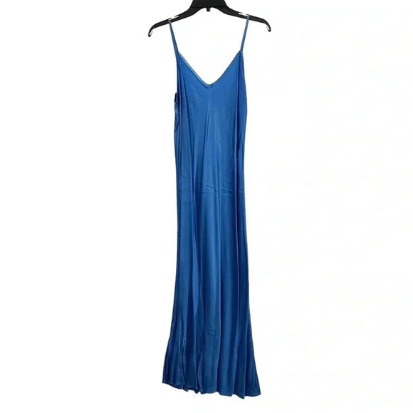ENZA COSTA DRESS WOMENS 2 SATIN BIAS CUT SLIP IN POOL BLUE VERSATILE WEDDING - Picture 2 of 11